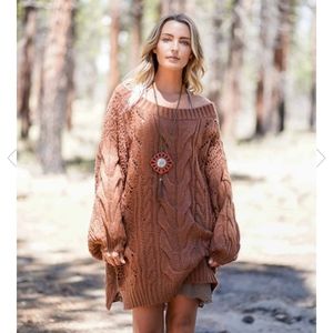 GOLDEN HOUR BUBBLE SLEEVE SWEATER DRESS